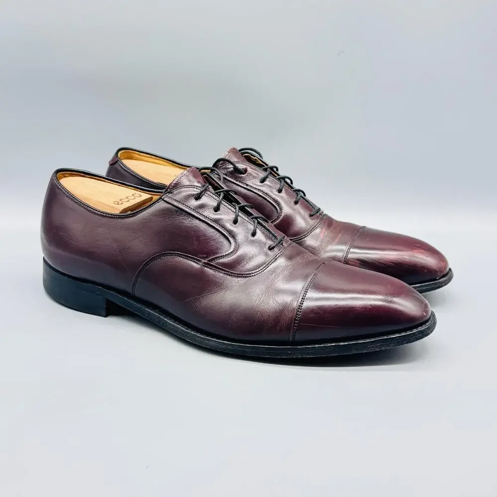 Johnston & Murphy Shoes Mens 11 Brown Leather Cap Toe Oxford Lace Up Dress